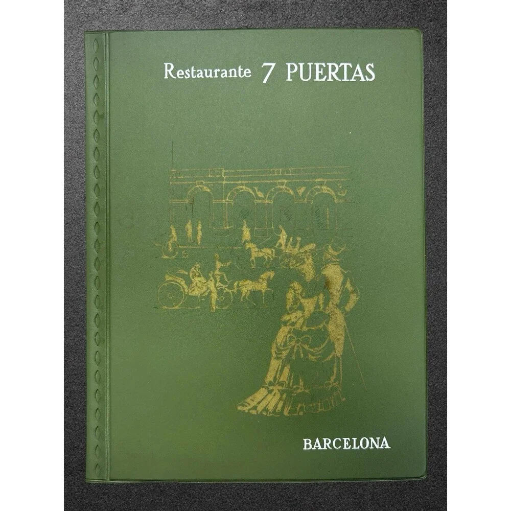 Rare Antique 7 Puertas Barcelona Menu Signed Catalan Restaurant Ephemera